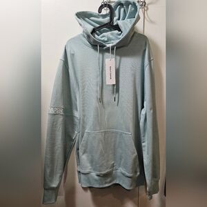 $250 Daily Paper Logo Heavy Cotton Tonal Captain Hoodie Cloud Blue Mens Size XL